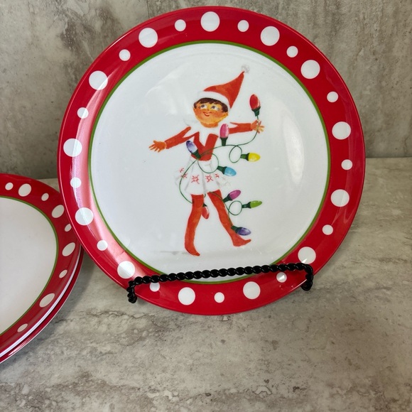 Pottery Barn Kids Christmas Set Of 4 Melamine Plates PBA Free Dishwasher Safe - Picture 1 of 7